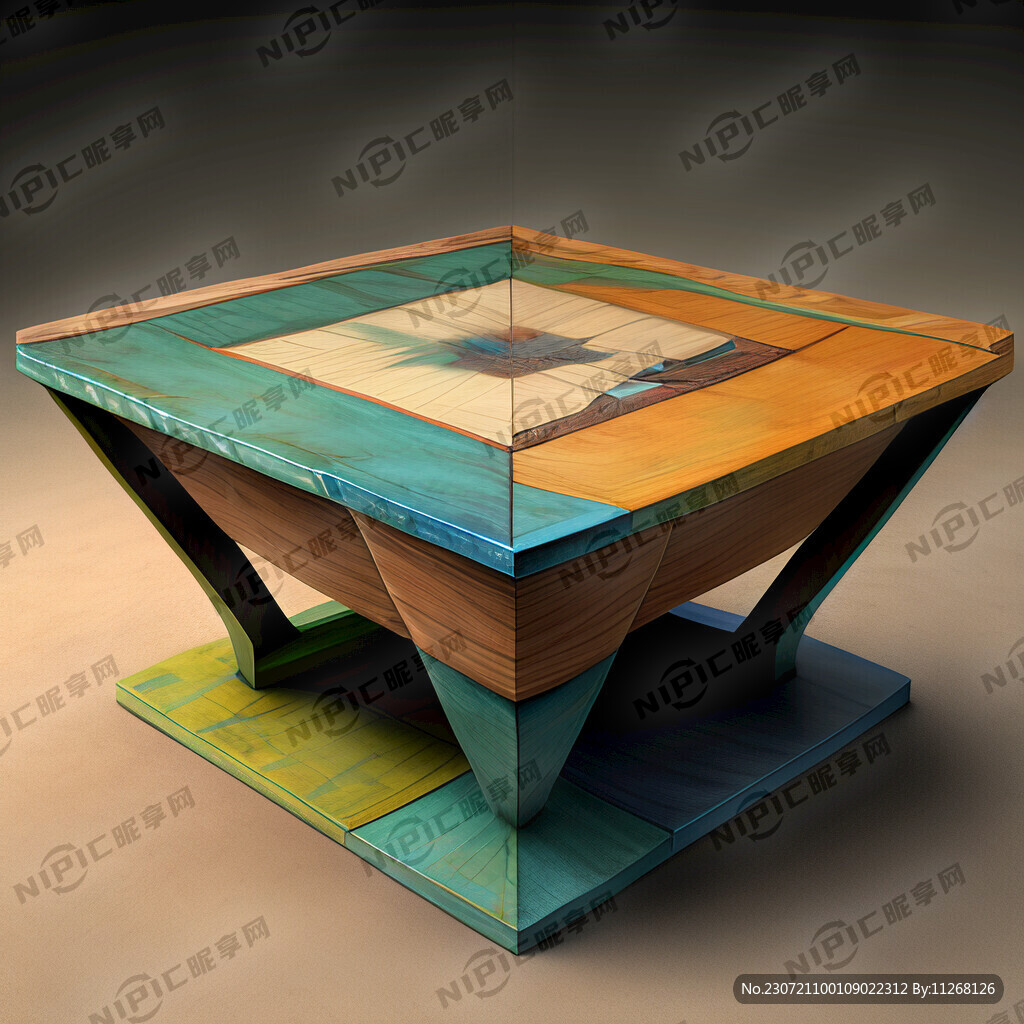 方形桌子 用唐三彩上色