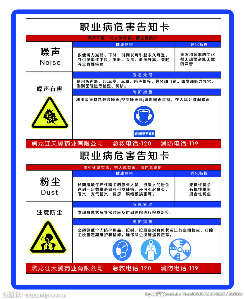 职业病危害   告知卡  注意