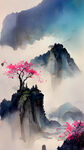 游戏梦幻唯美新中式风景，超高清，细节刻画，沐浴在花瓣里满天花瓣，飘渺电影般环境，明亮清晰