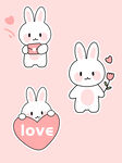 情人节贴纸爱心兔子