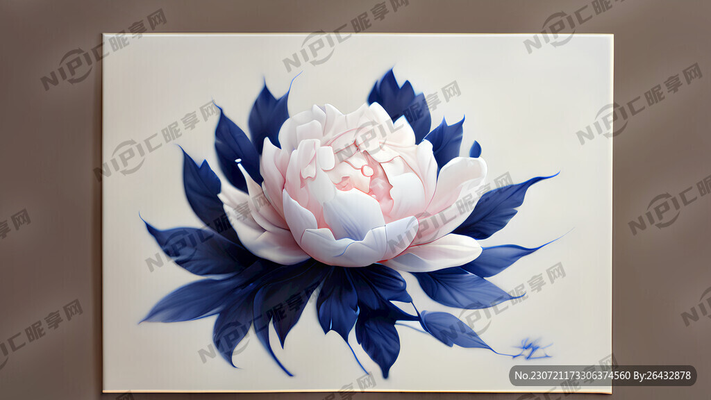 牡丹印花青花瓷