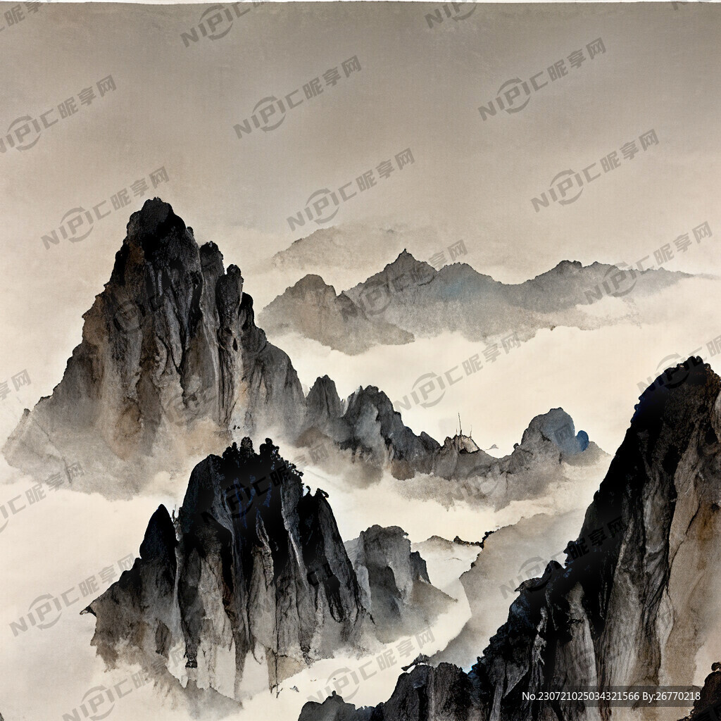 山谷 中国风 中国画 山水