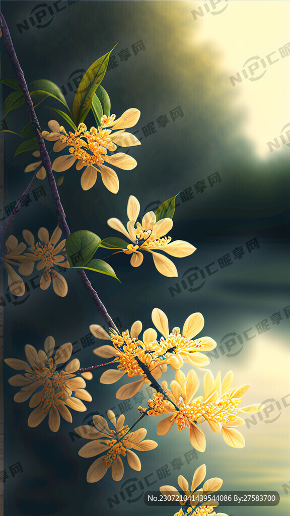 桂花长在河流的岸边 明亮色调