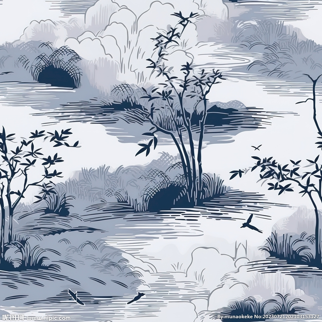 手绘山水画