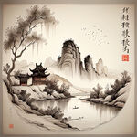 中国古风，手绘线稿