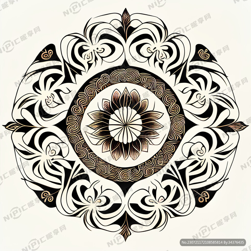 中国传统图案 手绘线稿 白底