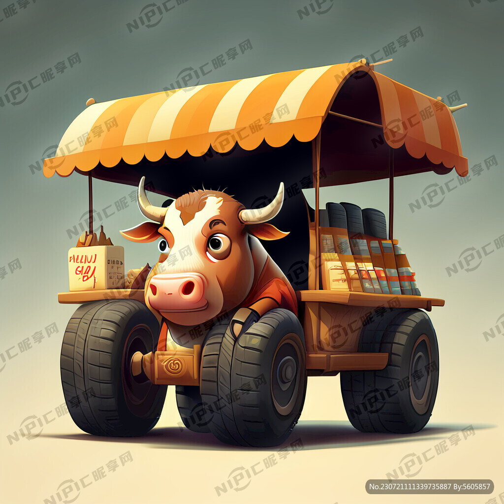 卡通小牛 卖轮胎 牛气冲天