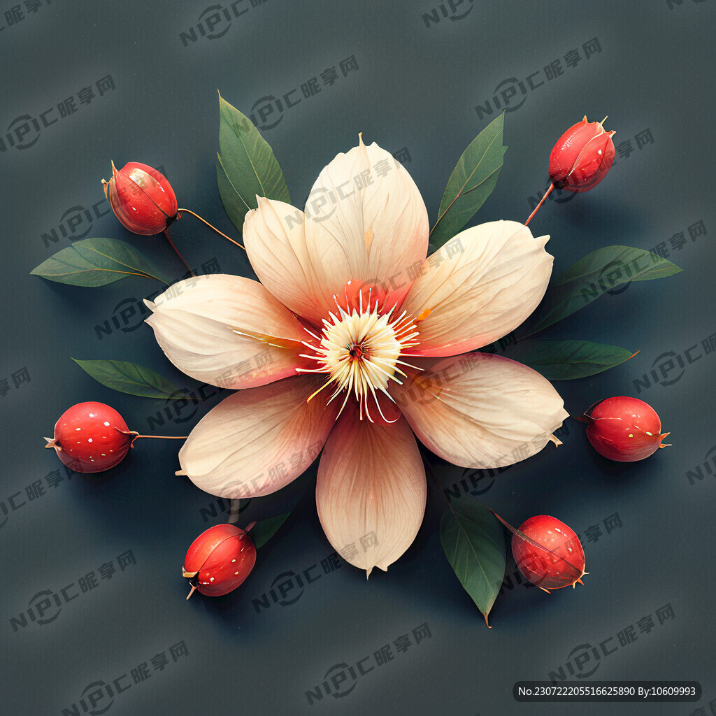 山楂花平面素材纯俯视