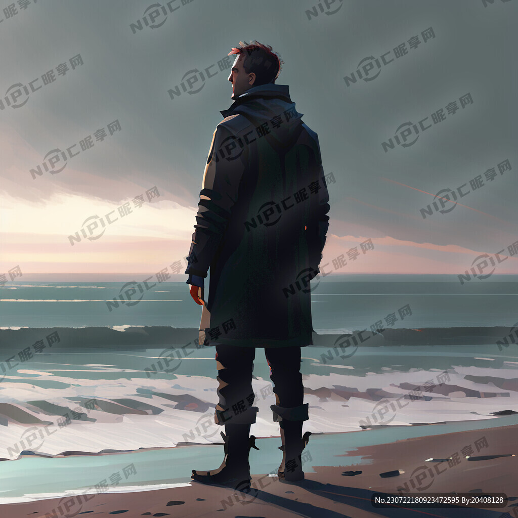 一个人站在海边