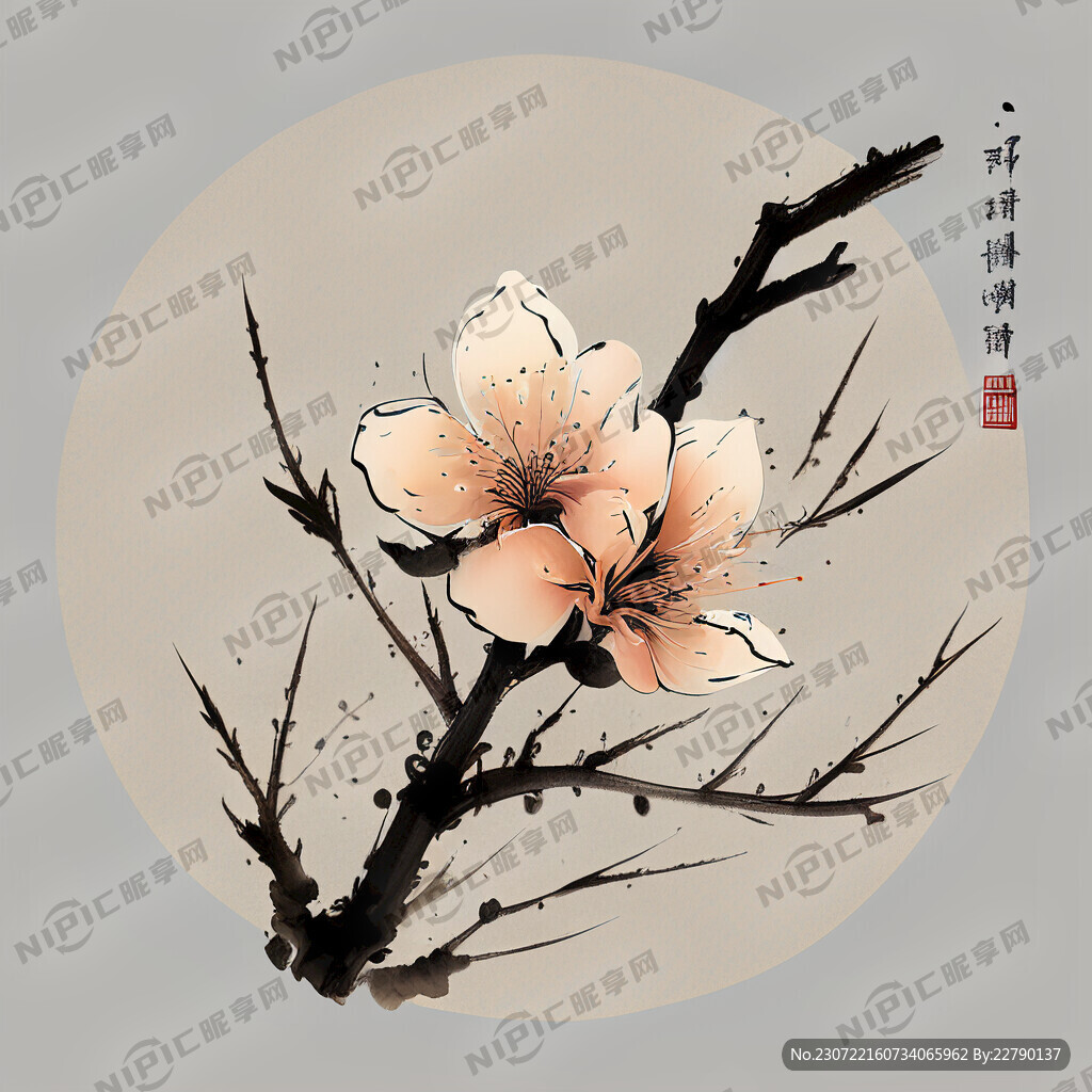 水墨桃花简笔画