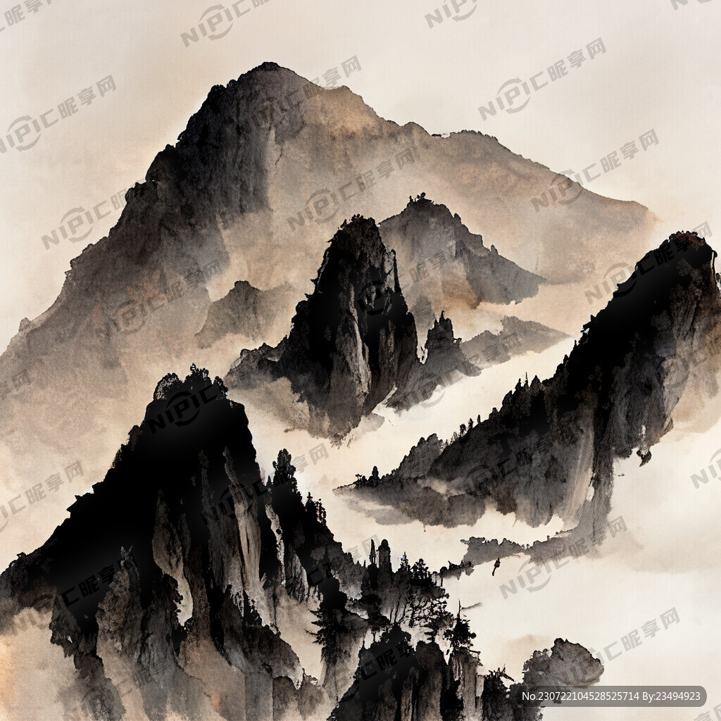 山谷 中国风 中国画 山水