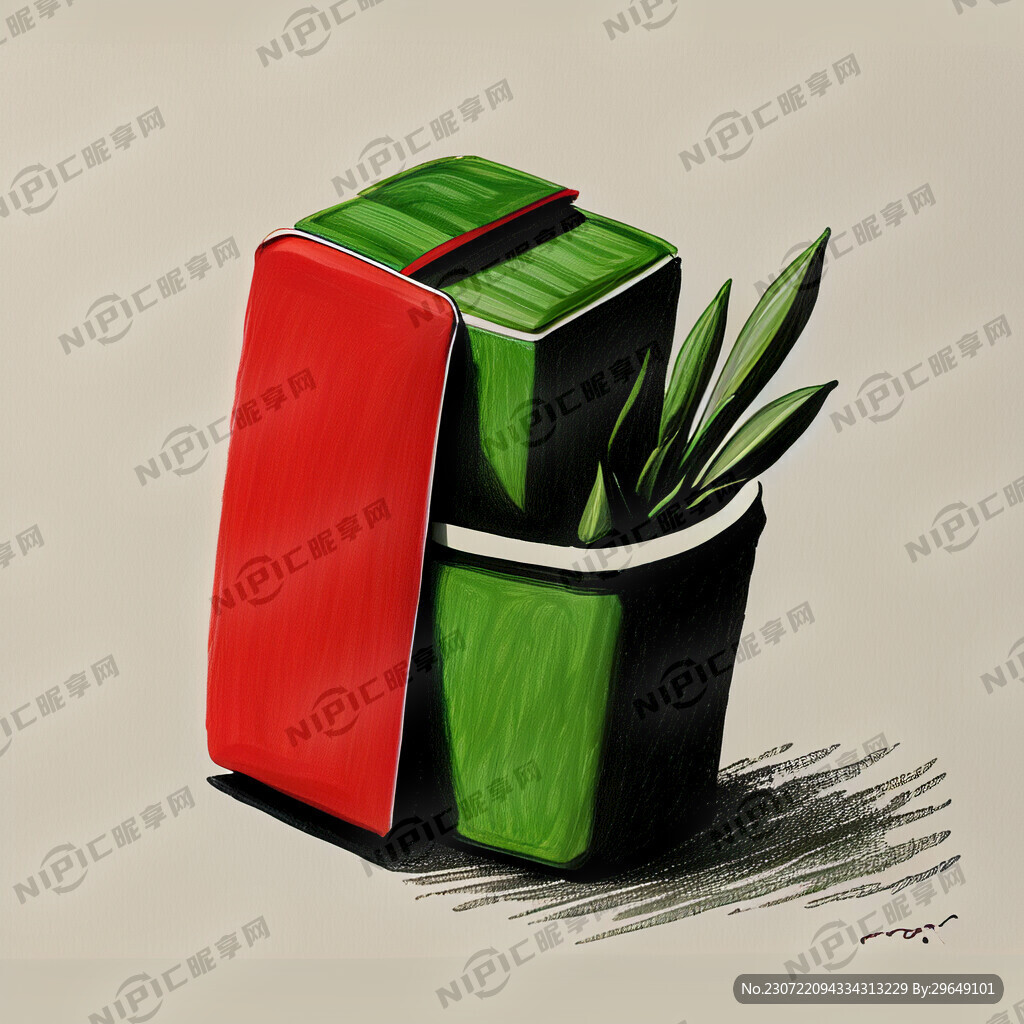 简笔画 绿色环保 产品 红色