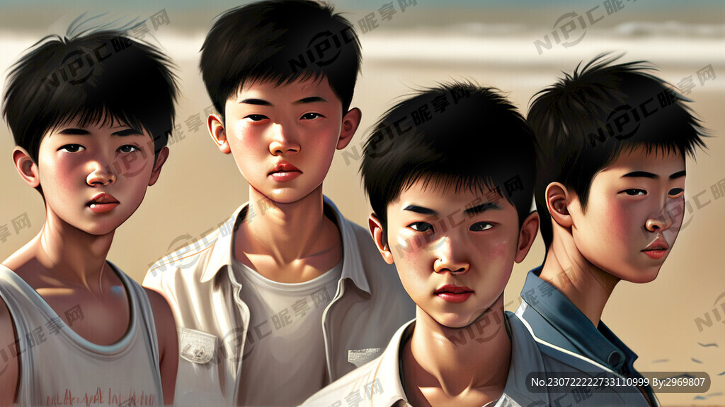 海滩上的少年