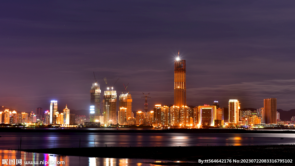 厦门城市海边夜景