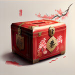 中国风盒子平面图新年红色