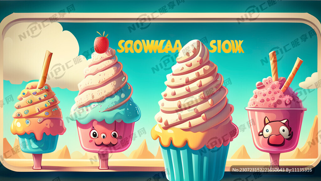 刨冰卡通广告画