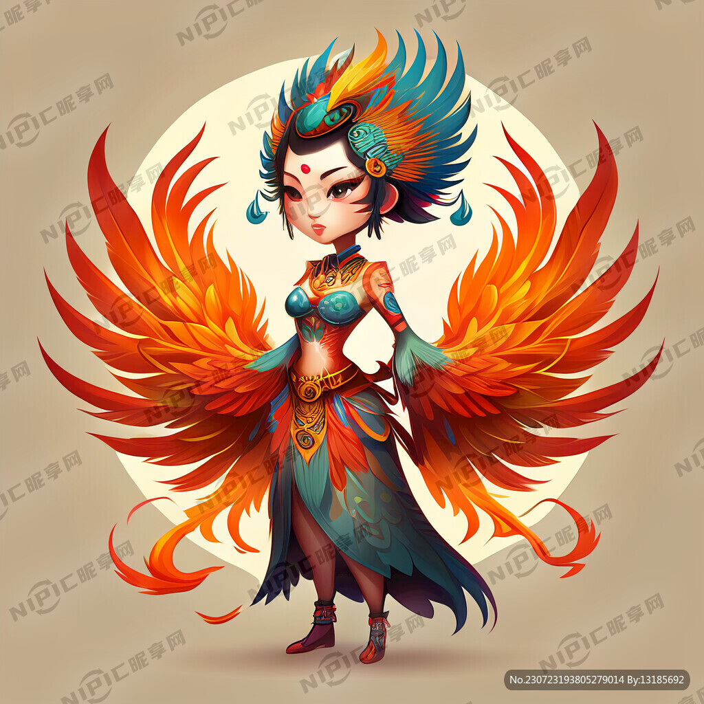 卡通女性人物 二次元 中国风。