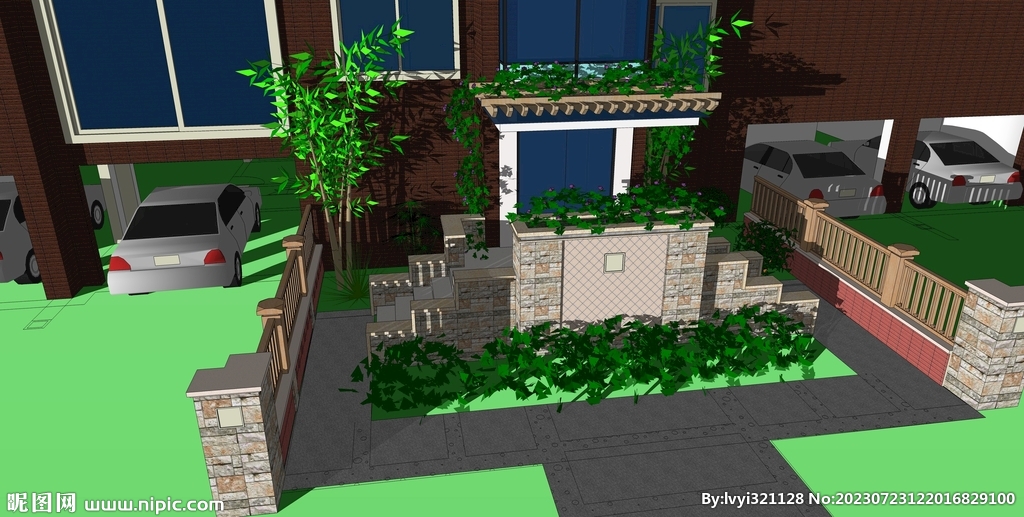 居民庭院设计小院子模型