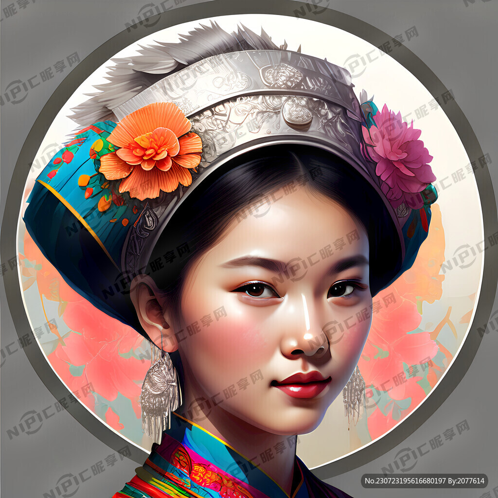 透明背景 苗族少女 只要半身像