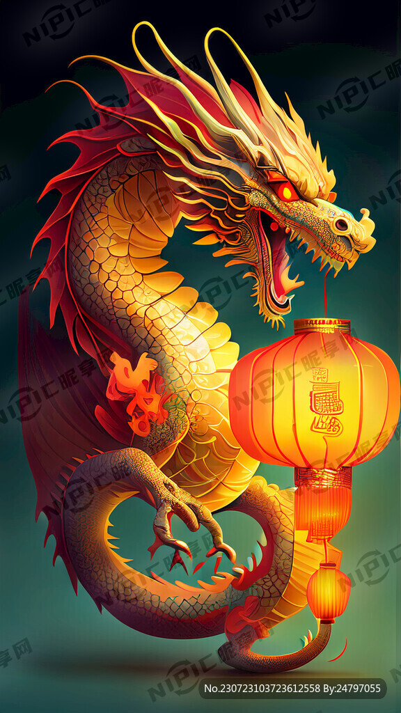 卡通龙 灯笼 喜庆 生肖龙