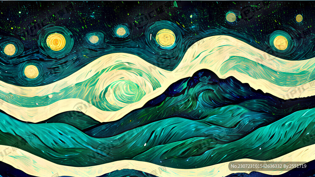 上方是梵高星空星空感觉的图案
