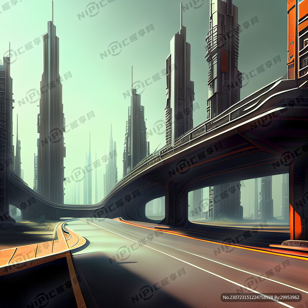 AI创作图道路 金属 城市 科技未来nipic.com-昵图网