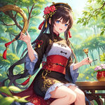 快乐唱歌，汉朝，竹林，古风动漫少女