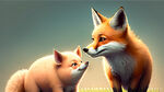 一只狐狸在捉一只小猪