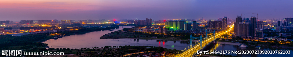 武汉城市夜景古田桥汉江全景