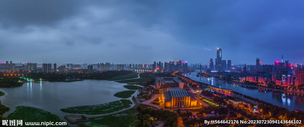 武汉汉江城市夜景高清全景