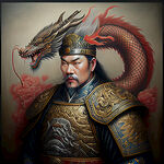 上将赵子龙，中国传统人物画，画风细腻，手绘