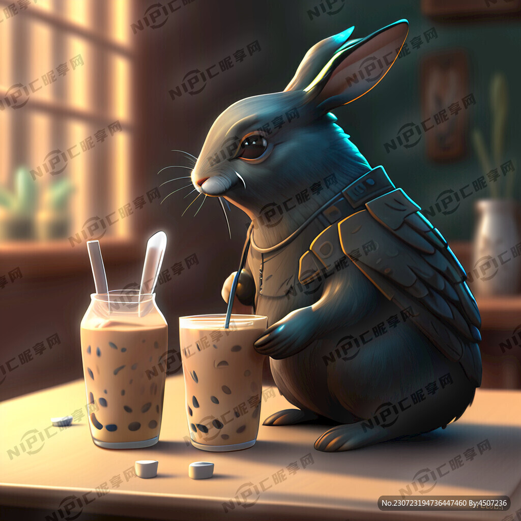 兔八哥喝奶茶