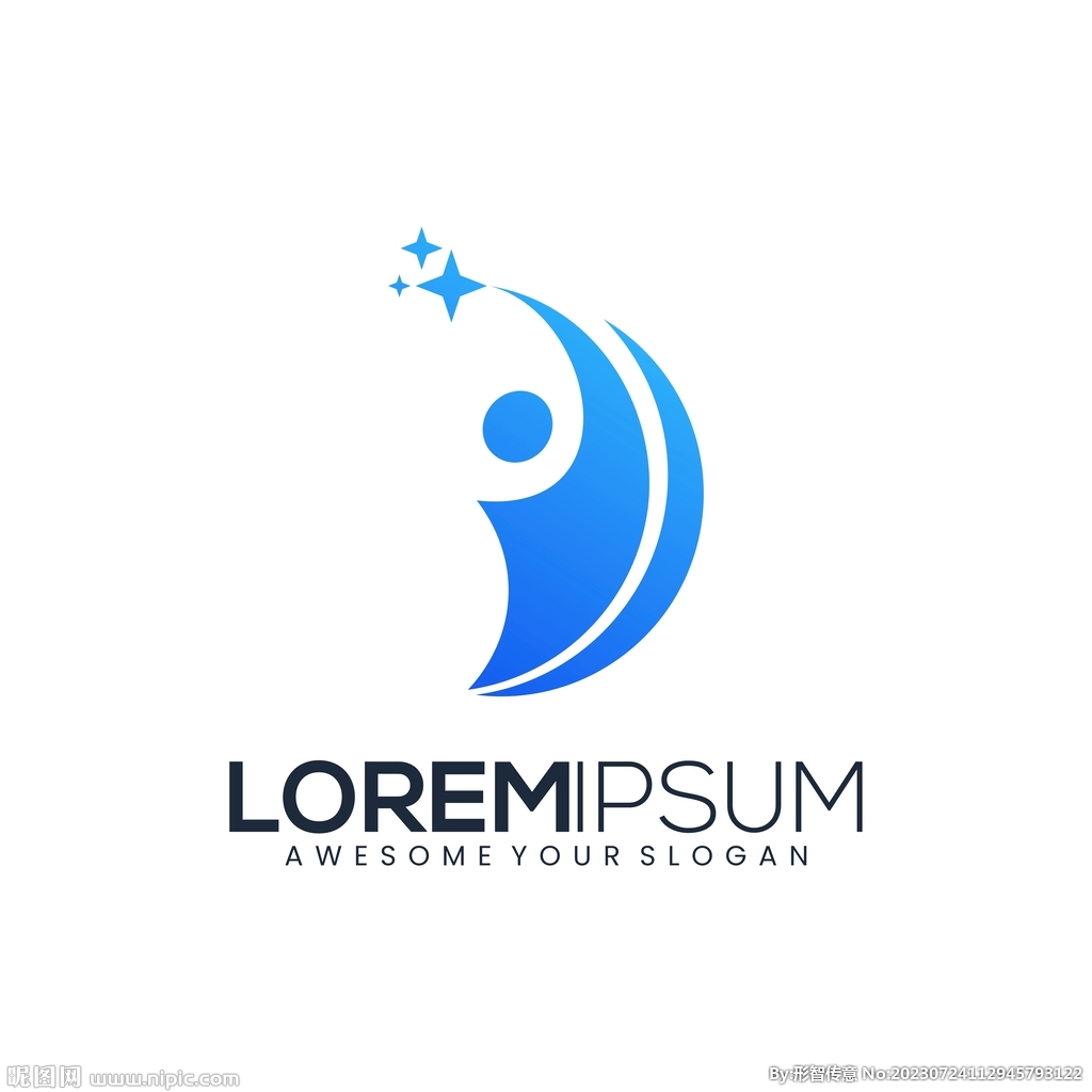 科技蓝色人物logo