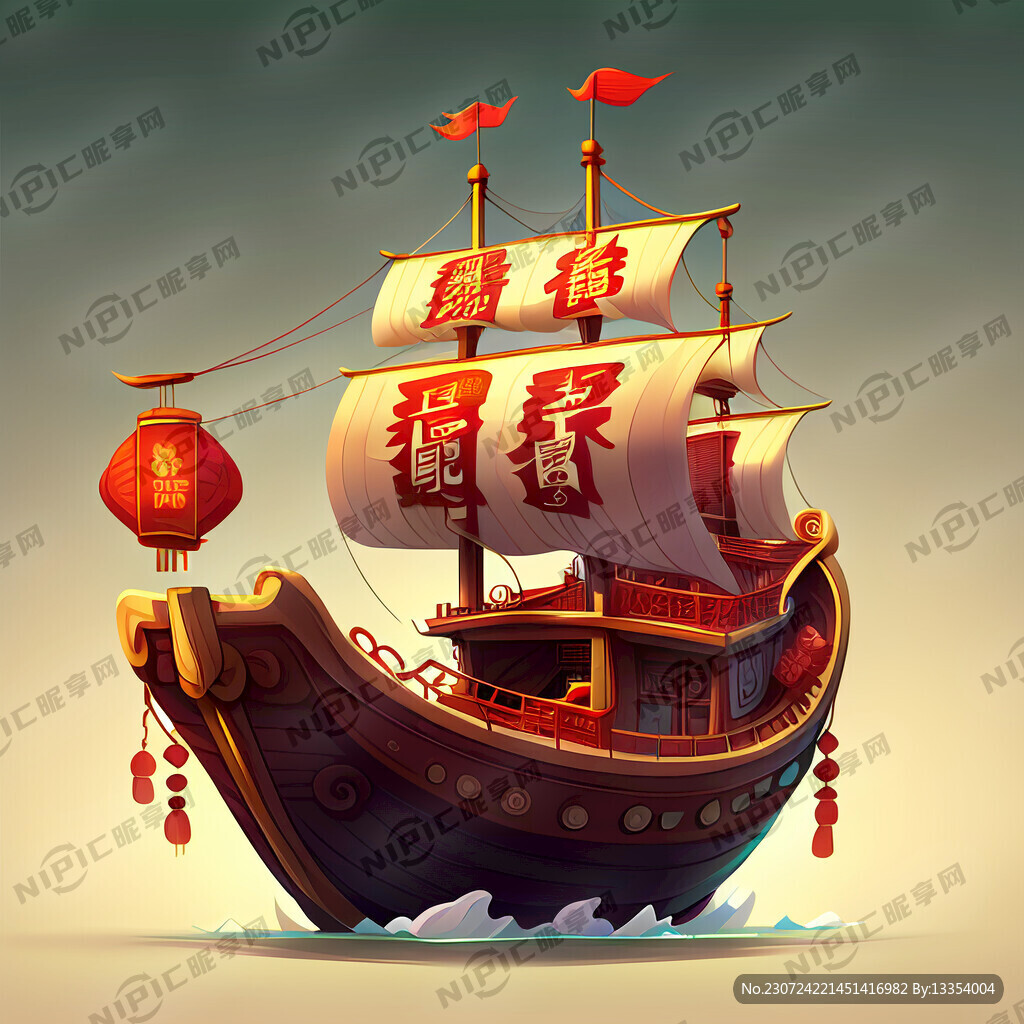中式福船卡通