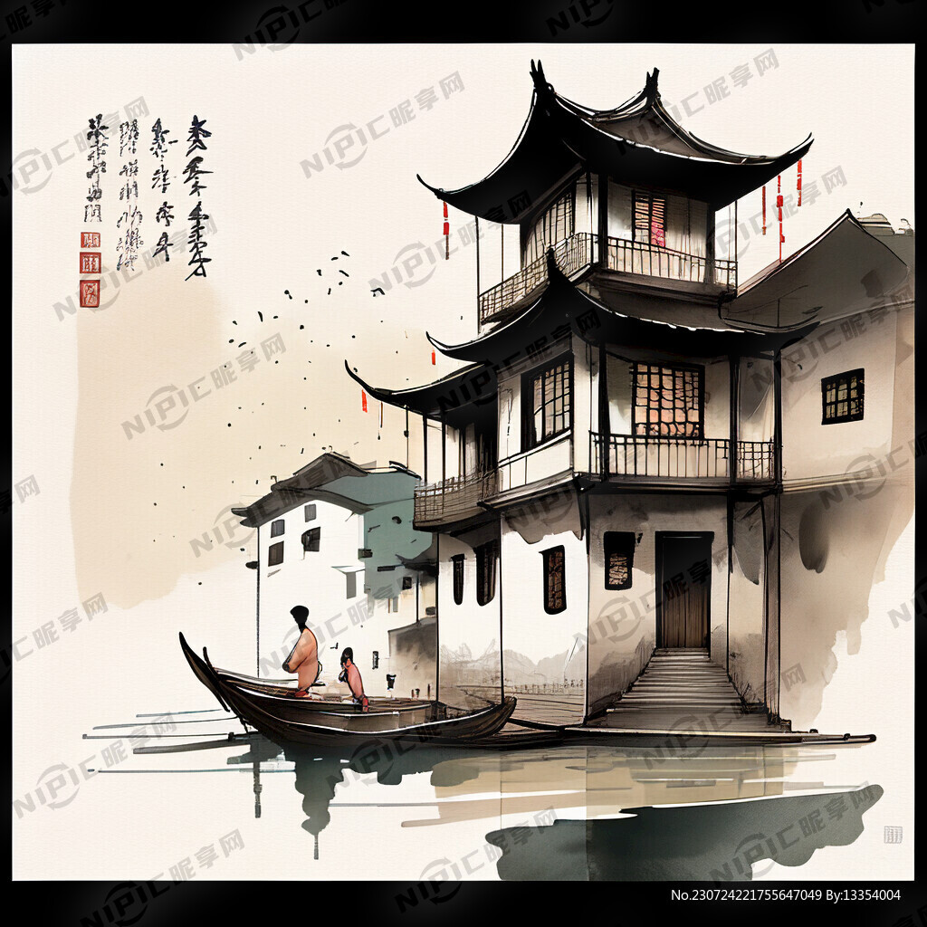 中式福船闽南特色卡通