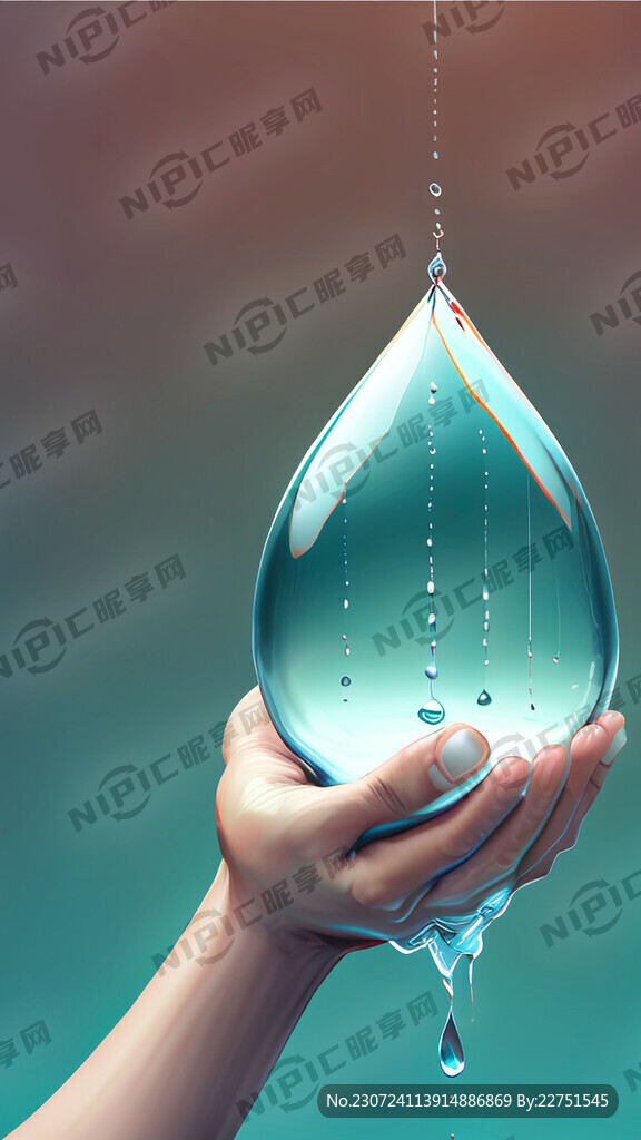 节约用水 用手捧起水滴