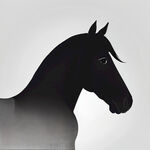 马，侧脸，剪影，卡通，可爱，扁平化，轮廓，黑白灰，极简，色块，开心