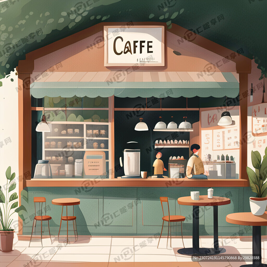 小清新咖啡馆插画