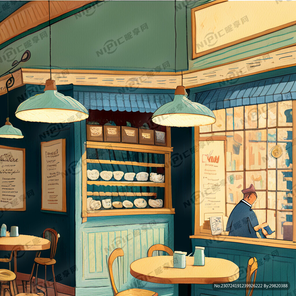 小清新咖啡馆插画