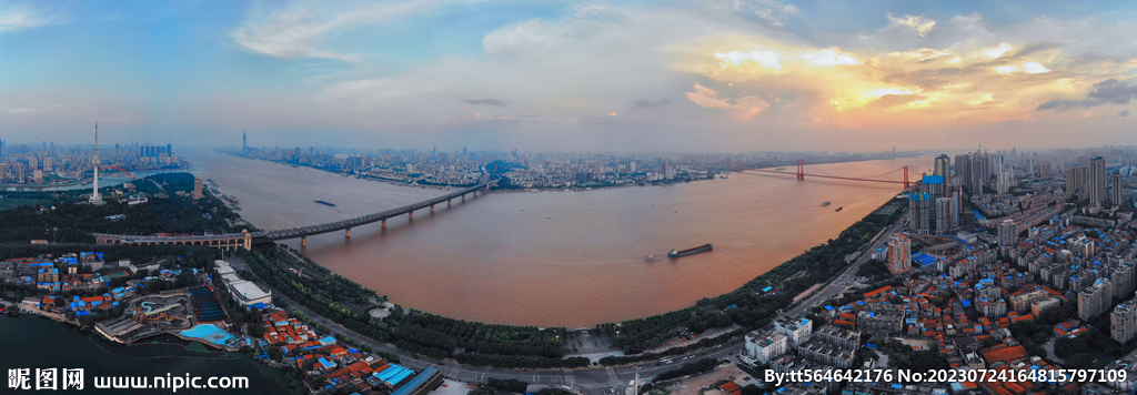 武汉长江两岸风光全景