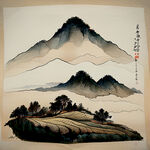 云南茶山，手绘线稿