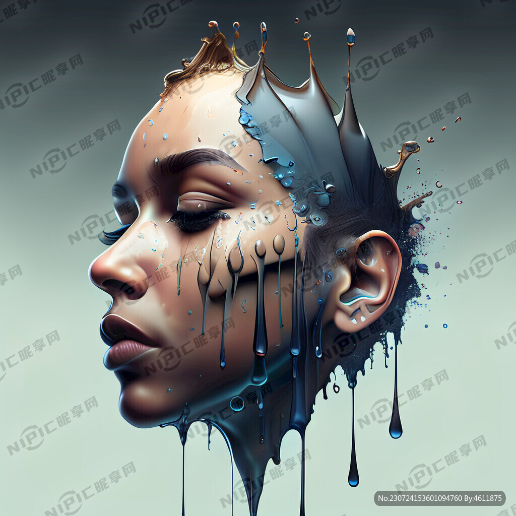 水滴形成脸的侧面