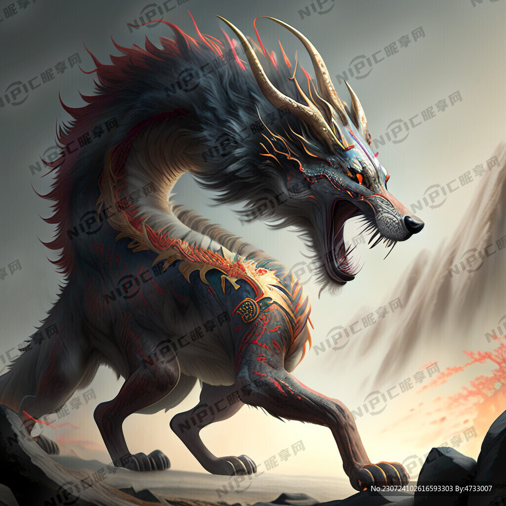 一只恐龙抗着狼