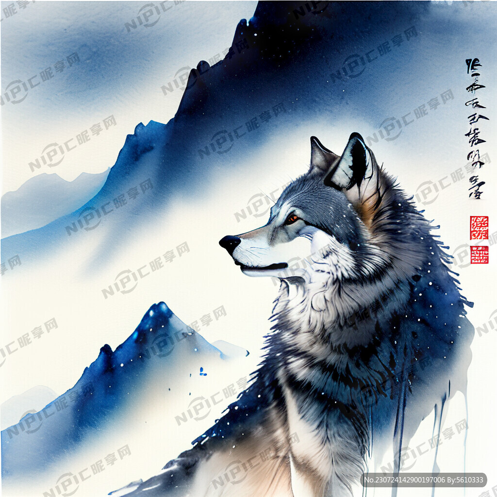 雪山之顶 雪狼仰空长啸
