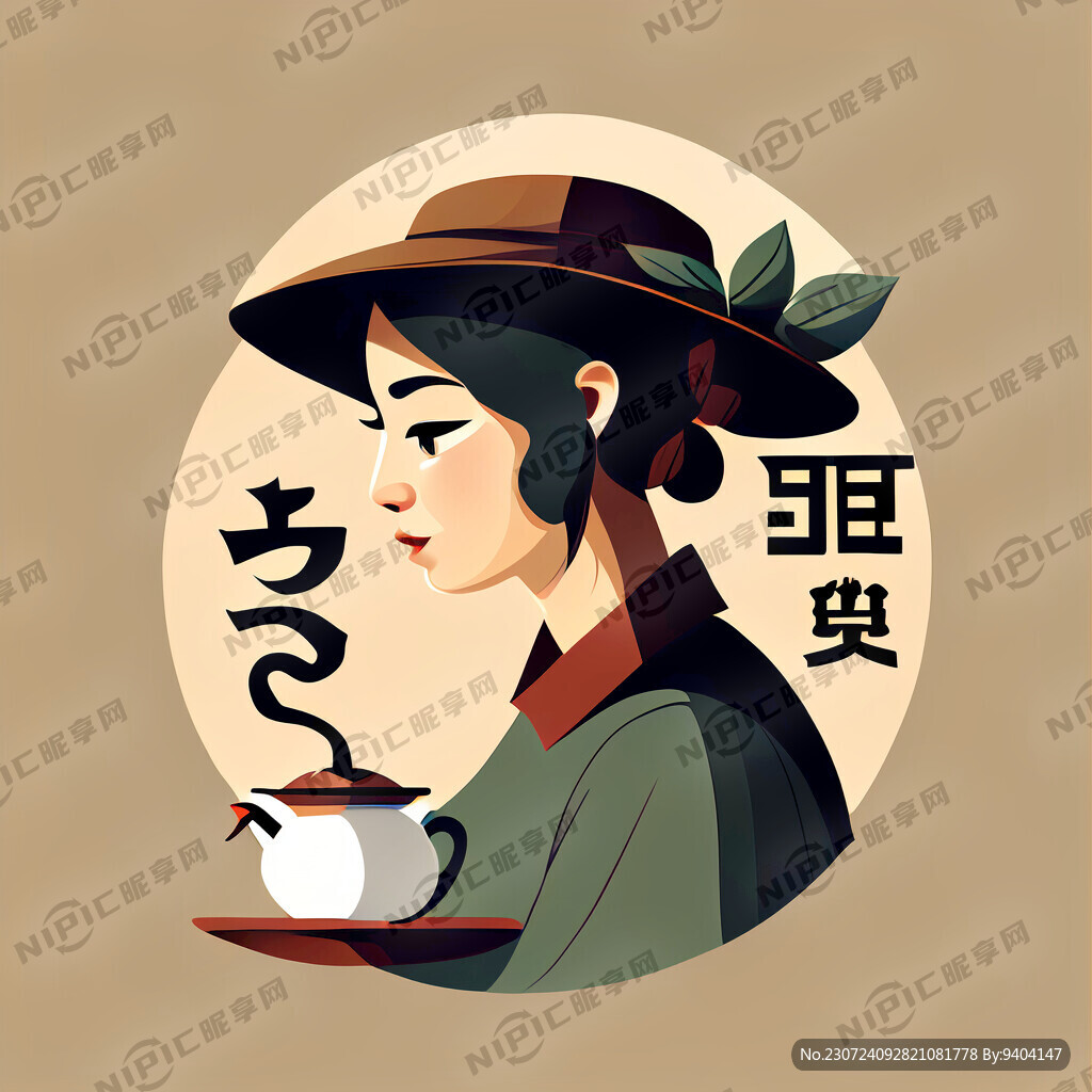 做一个图标 茶壶和茶字融合
