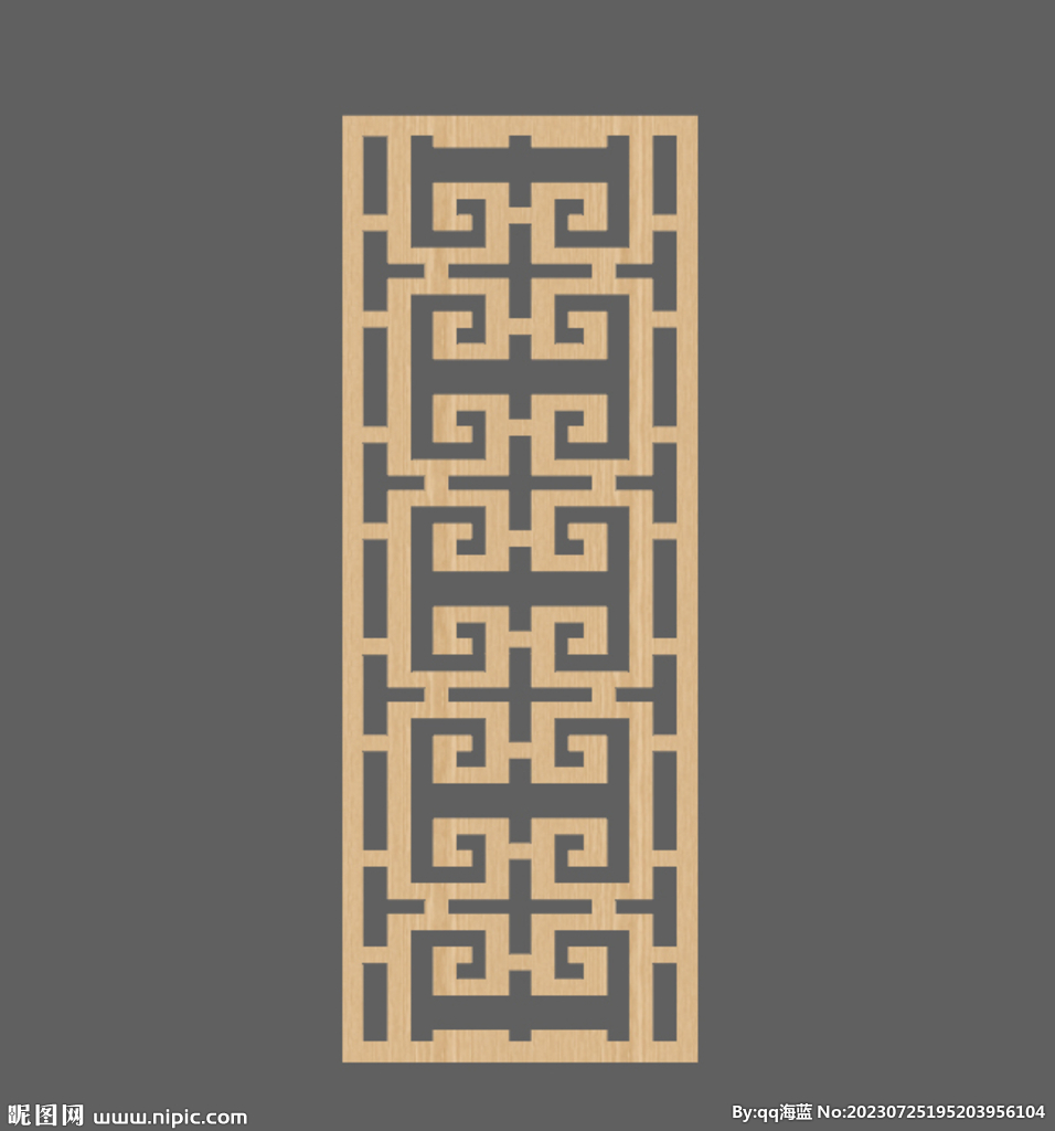万字纹格栅屏风