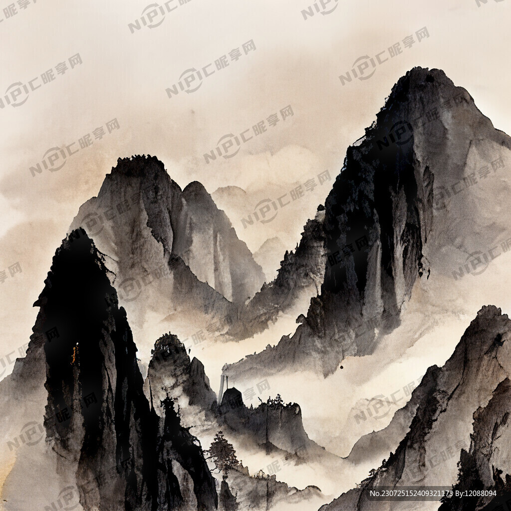 山谷 中国风 中国画 山水