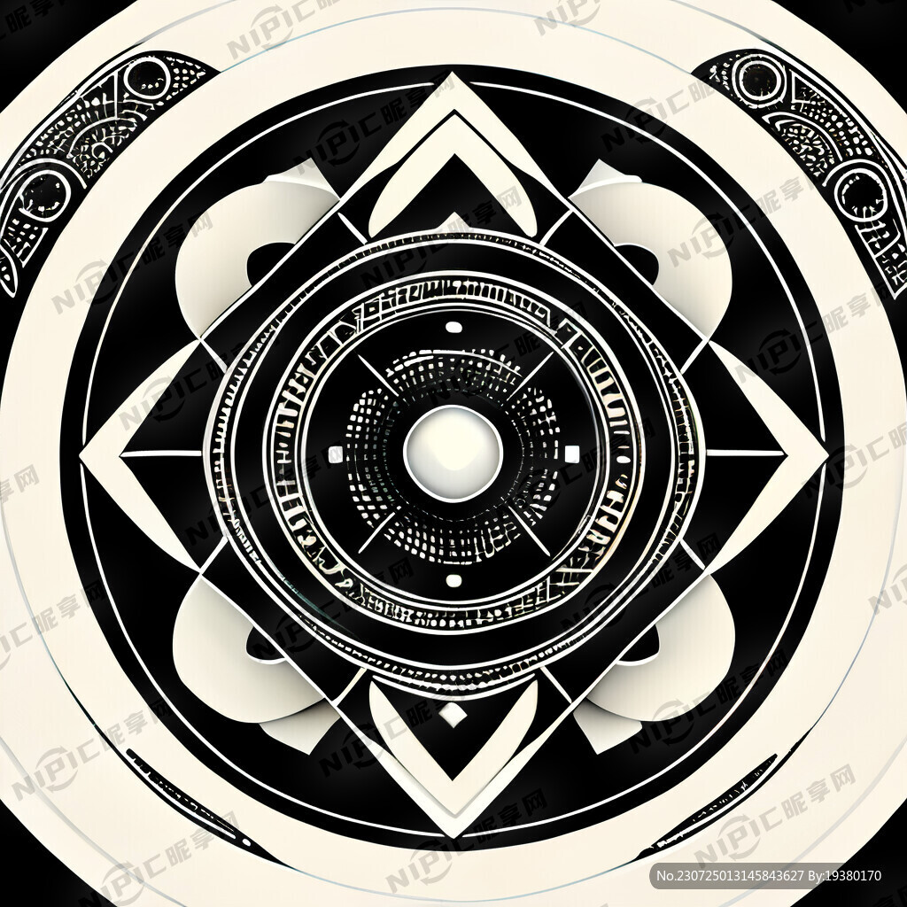 名族风 几何图形 黑白 圆形