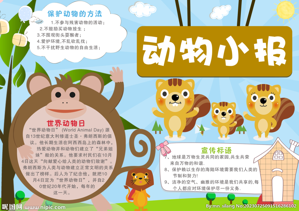  动物手抄报 