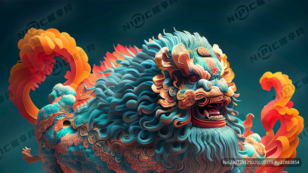 中国传统风格舞狮 国潮 动感